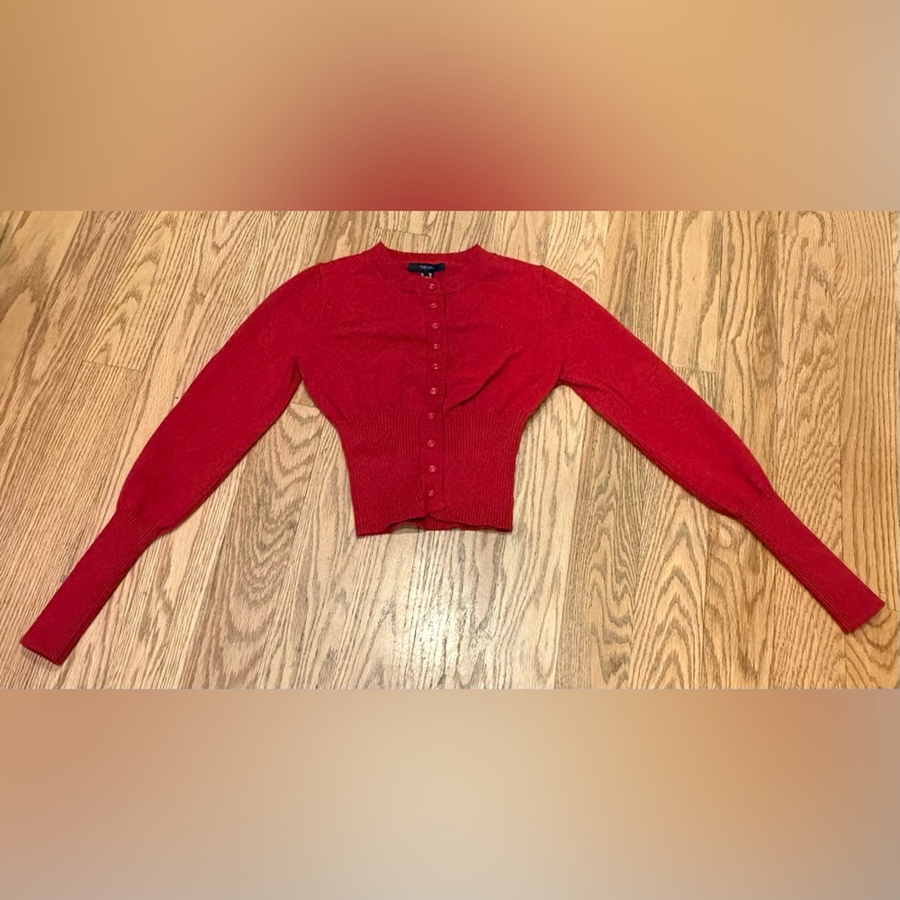 Forever 21 Red Cropped Button-Down Cardigan - XS